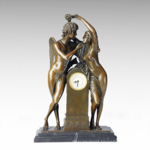 Clock Statue Adam Eve Bell Bronze Sculpture Tpc-037